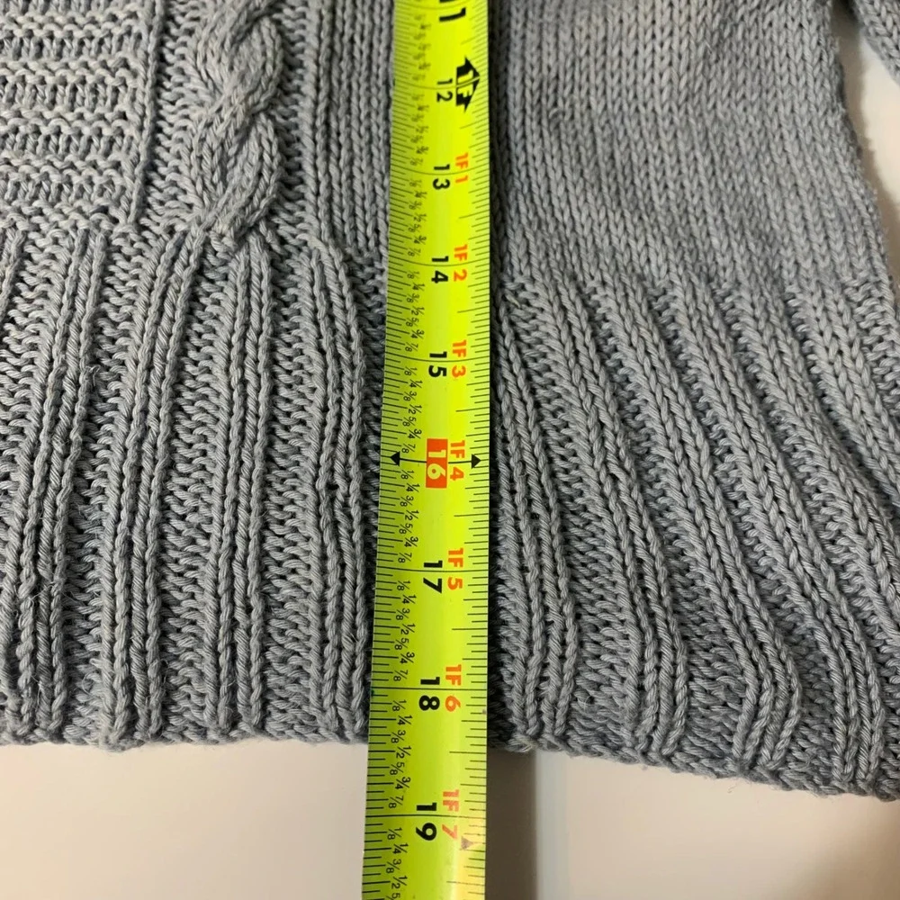 Cable Knit Short Sleeve Sweater Womens Small Blue Crew Neck Soft Girl Coquette